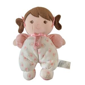 Baby Starters Brunette Plush Doll 10" Floral Pajamas Soft Baby Girl Stuffed Toy